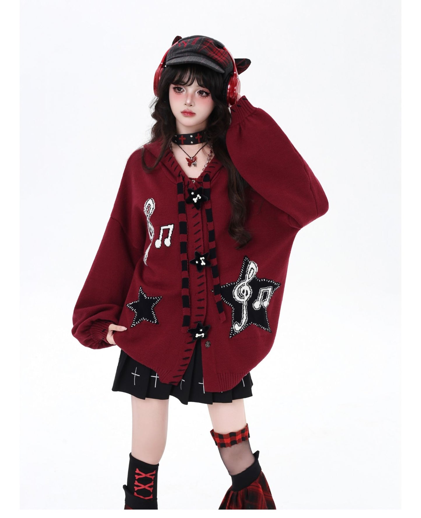 星柄ブラックレッドカーデ