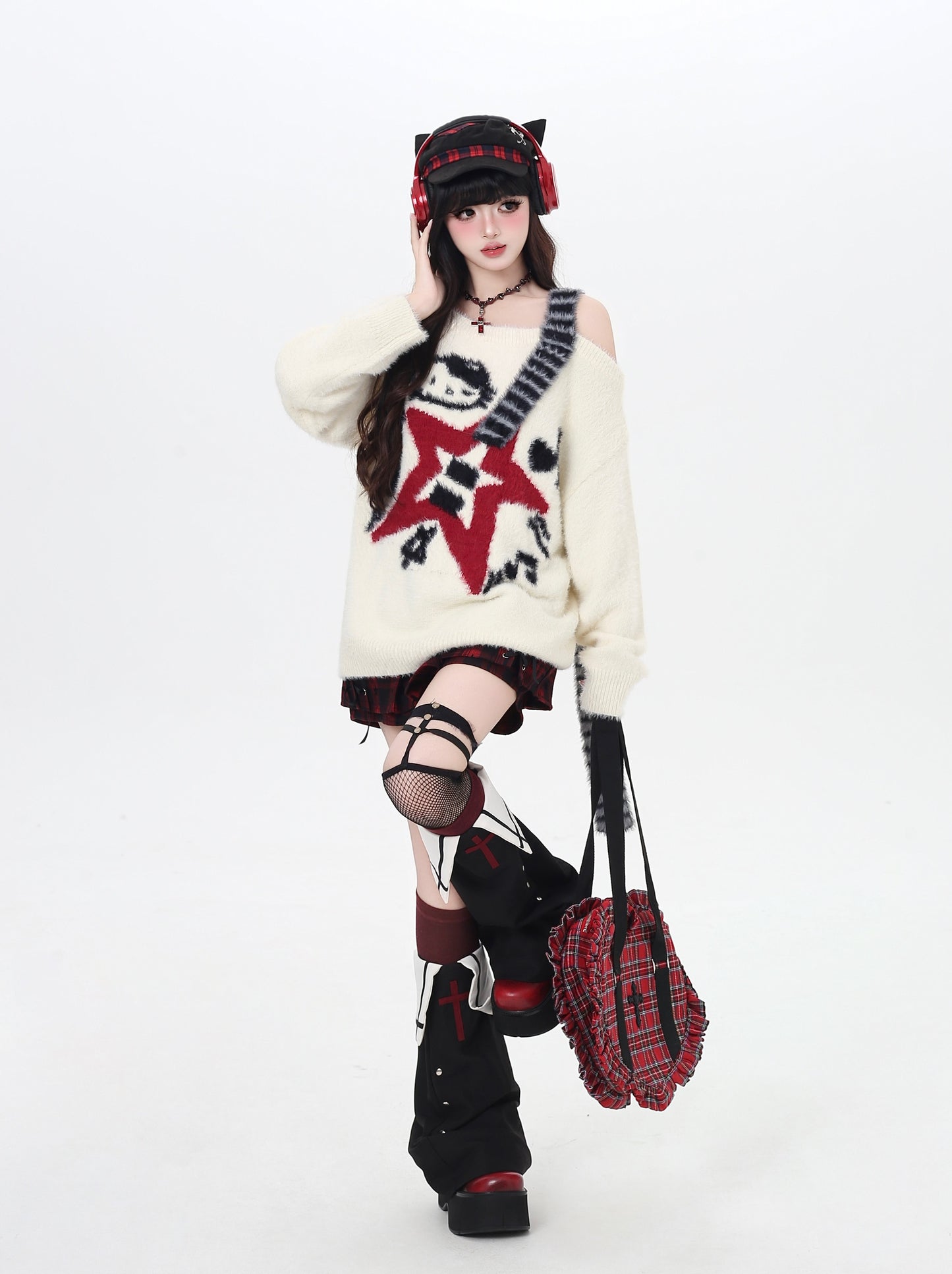 ギター柄オフショル♡ロックニット