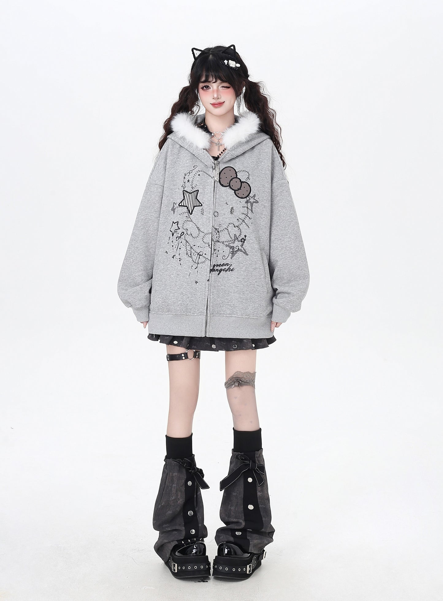 猫モチーフ×甘辛フードコート♡秋冬カジュアル