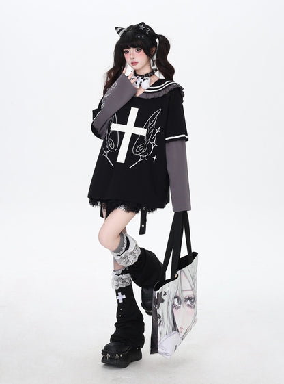 セーラーカラートップス｜地雷ガーリー・袖取り外し