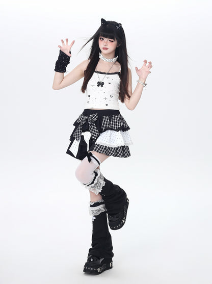 ドットチェックティアードスカート