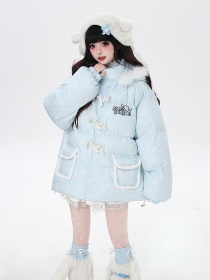 マカロンカラー フード付きルーズ中綿ジャケット｜冬の甘めサブカル