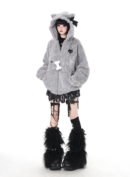 猫耳フード付き ルーズボアブルゾン｜冬のゆる地雷アウター