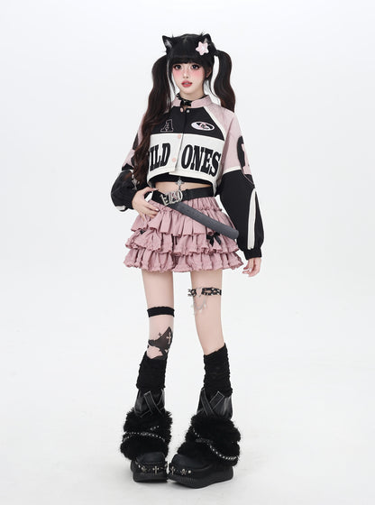 ストリート復古パッチワーク×ライダーズスタジャン（取り外し可能）