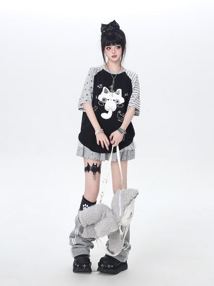 猫モチーフラグランTシャツ