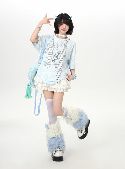 ネコドットタイ付きTシャツ