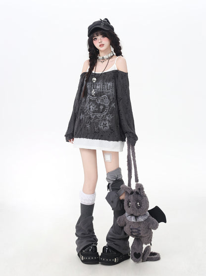ゴシックkitty×ダメージ レイヤードロンT