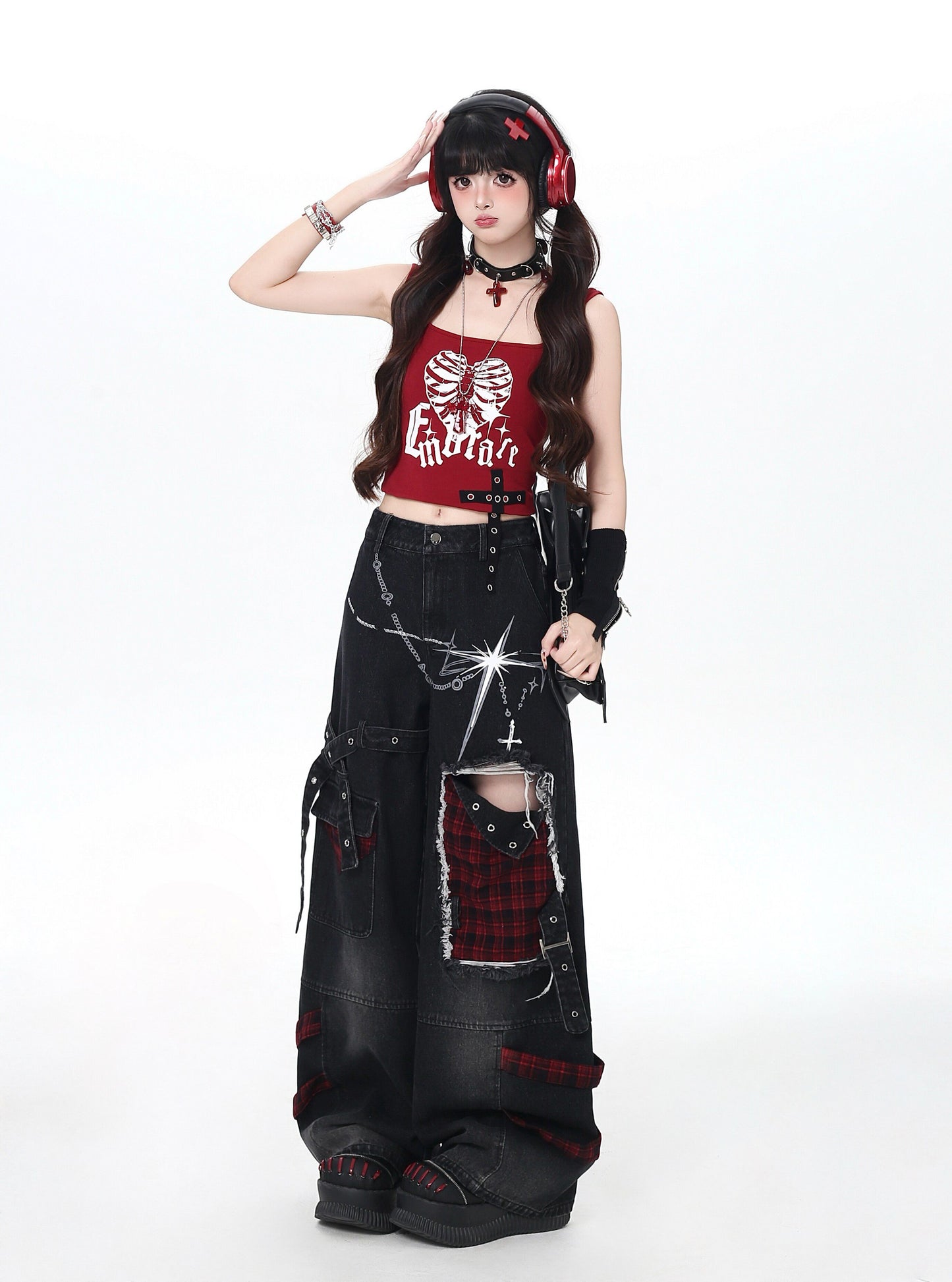 ヘビーダメージワイドデニムパンツ