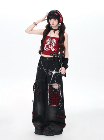 ヘビーダメージワイドデニムパンツ