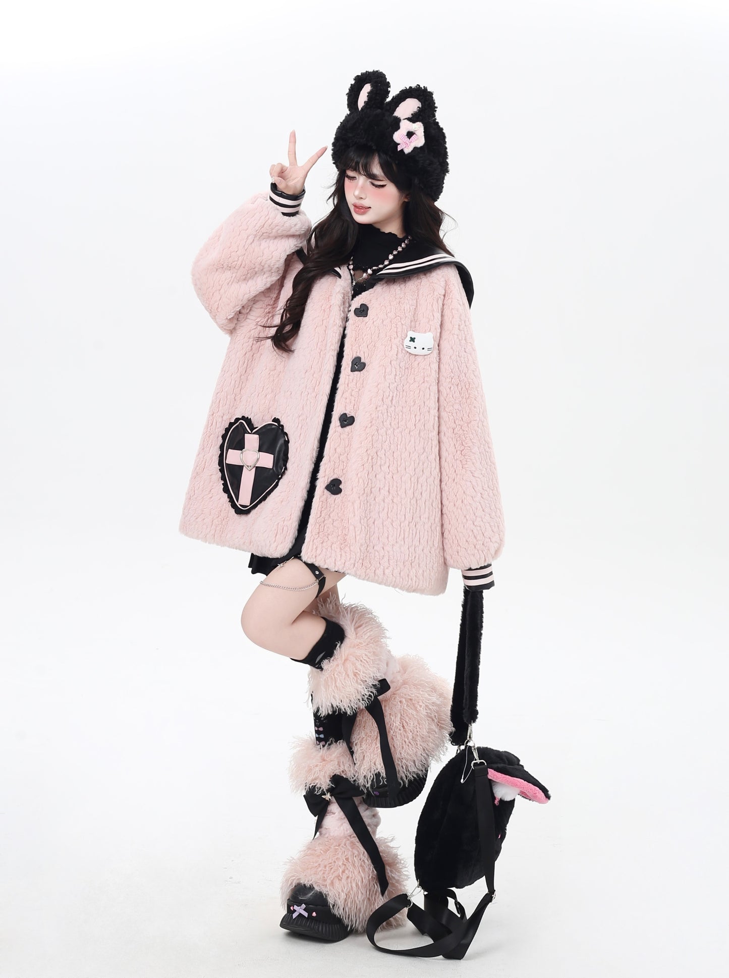 セーラー風襟♡ふんわりランタンスリーブボアジャケット