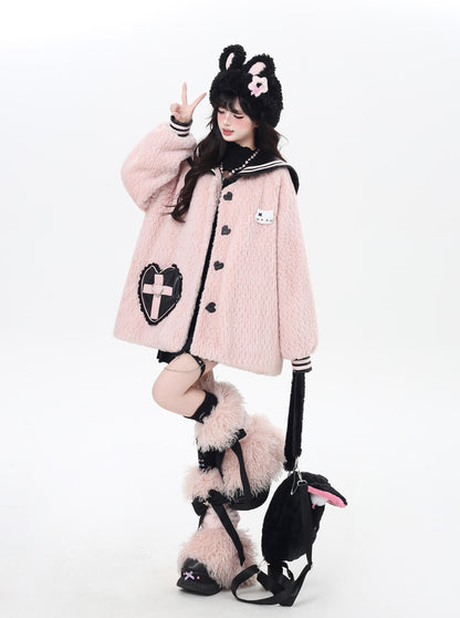 セーラー風襟♡ふんわりランタンスリーブボアジャケット