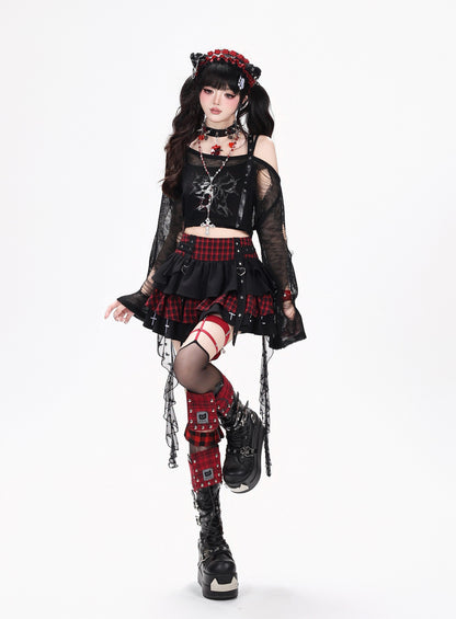 キャミ付きダメージシアートップス