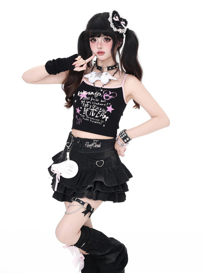 デニムプリーツミニスカート