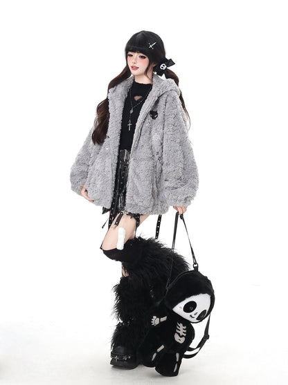 猫耳フード付き ルーズボアブルゾン｜冬のゆる地雷アウター