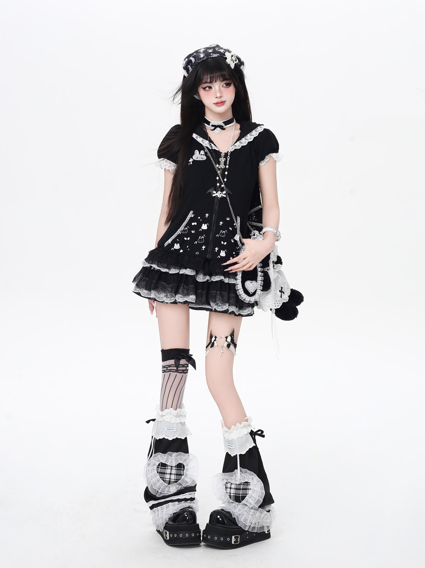 うさ耳×レース 甘めデザイン細見えショートアウター