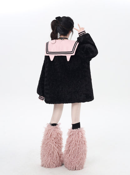 セーラー風襟♡ふんわりランタンスリーブボアジャケット