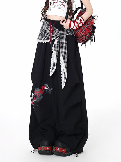 レイヤード風ワイドカーゴパンツ