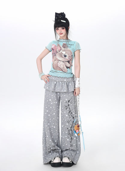 ドットレースうさぎTシャツ