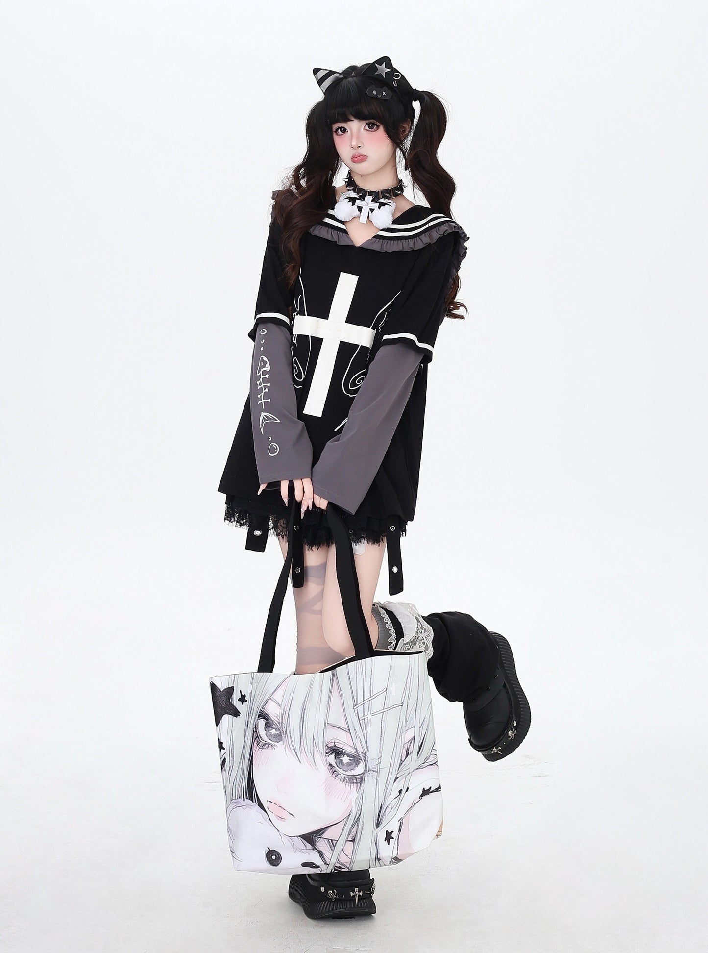 セーラーカラートップス｜地雷ガーリー・袖取り外し