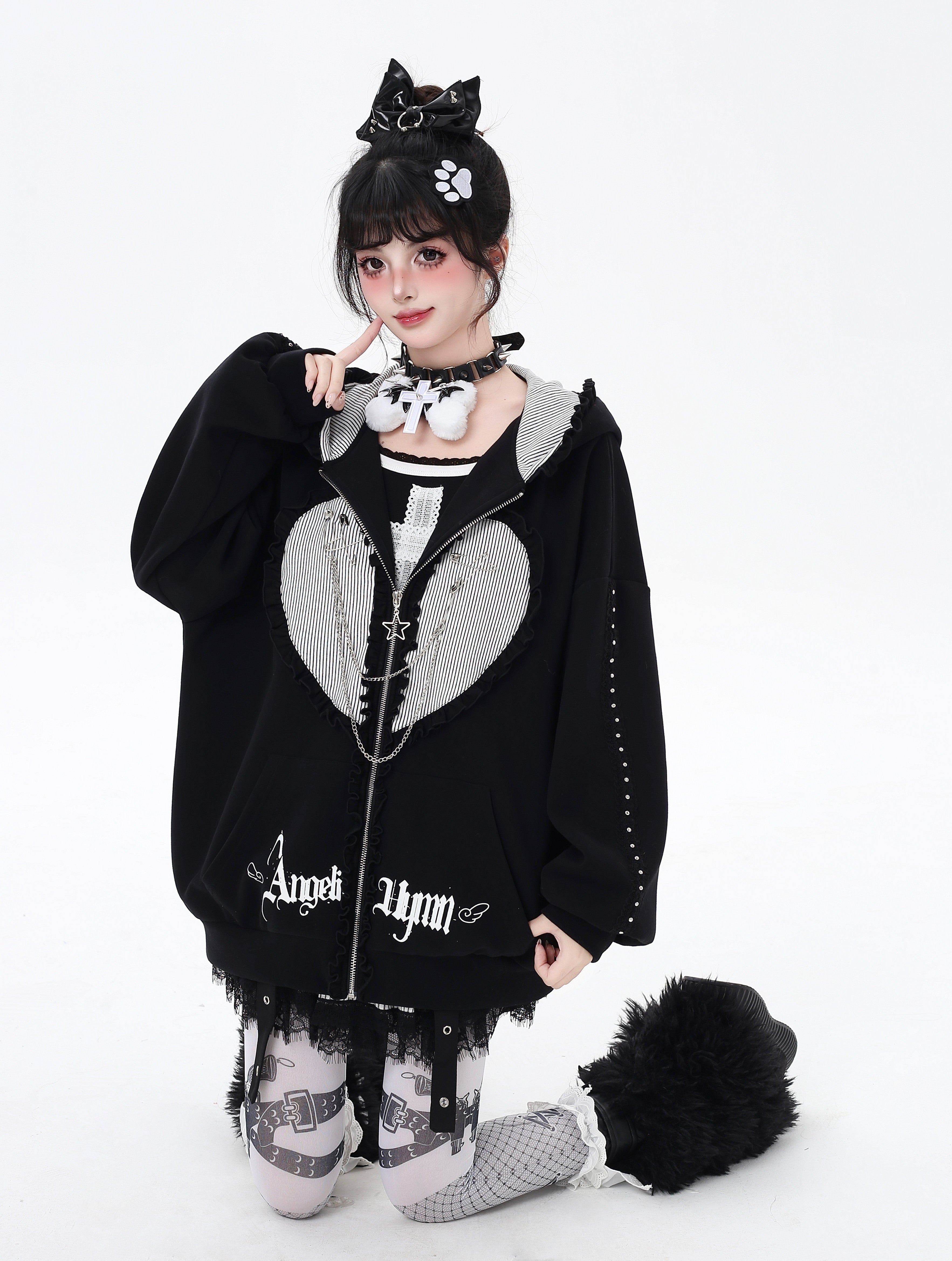 うさ耳ハートフードパーカー｜甘辛ガーリースタイル – CRAZYGIRL