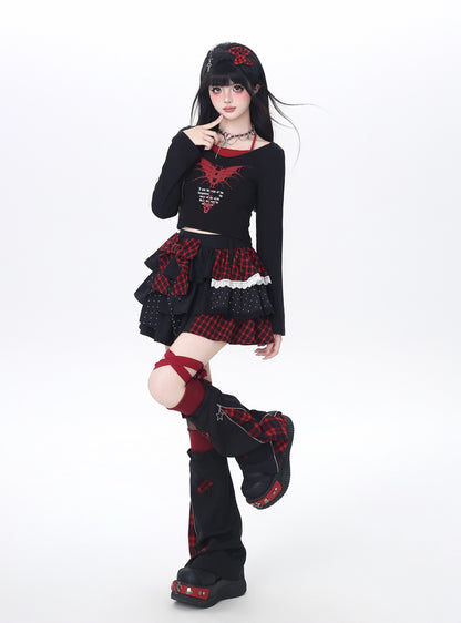 ドットチェックティアードスカート