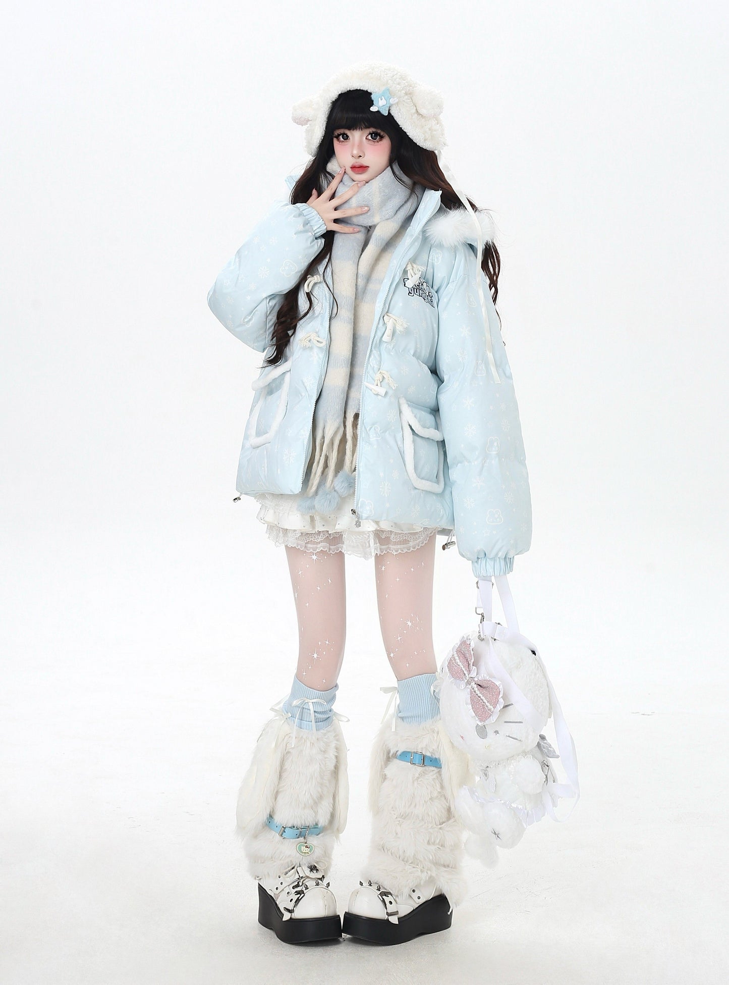 マカロンカラー フード付きルーズ中綿ジャケット｜冬の甘めサブカル