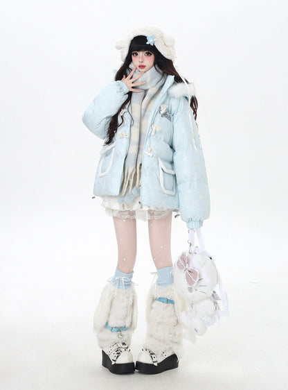 マカロンカラー フード付きルーズ中綿ジャケット｜冬の甘めサブカル