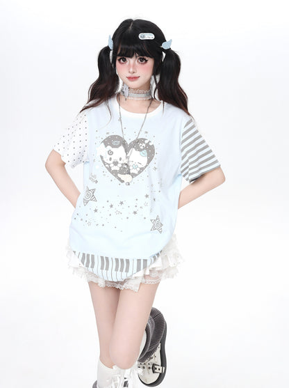 ネコピアノプリントTシャツ