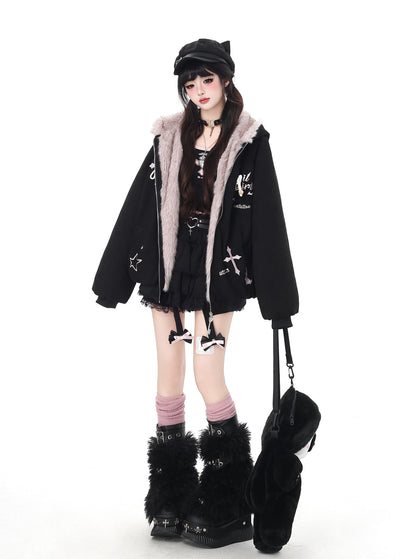 悪魔バニー×ふわもこムートン中綿コート