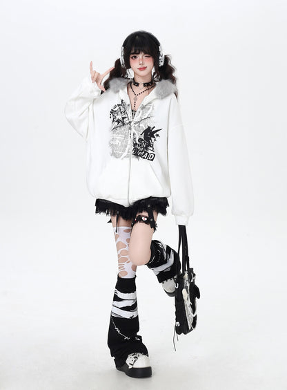 ヴィンテージ風ファー付きフーディ♡ゆるカジュアル