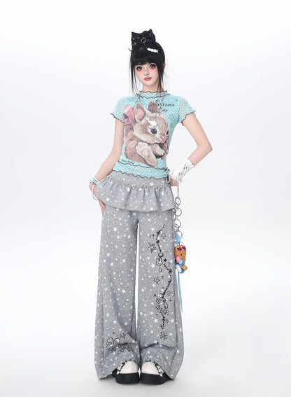 ドットレースうさぎTシャツ