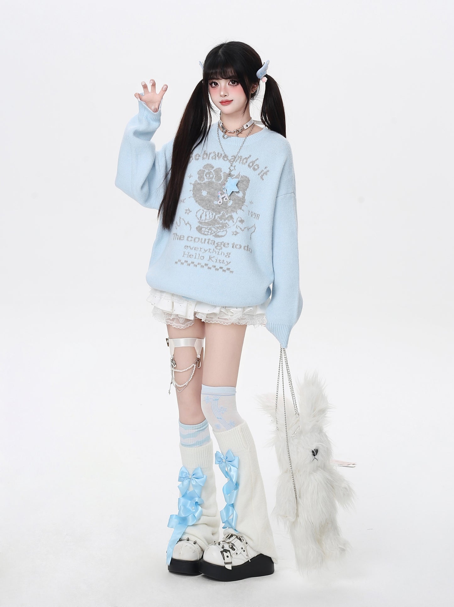 ネコプリントゆるニット