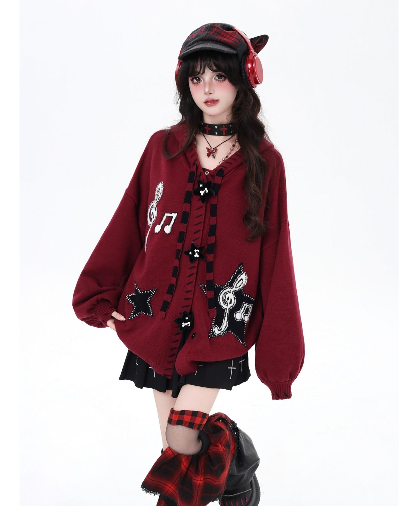 星柄ブラックレッドカーデ