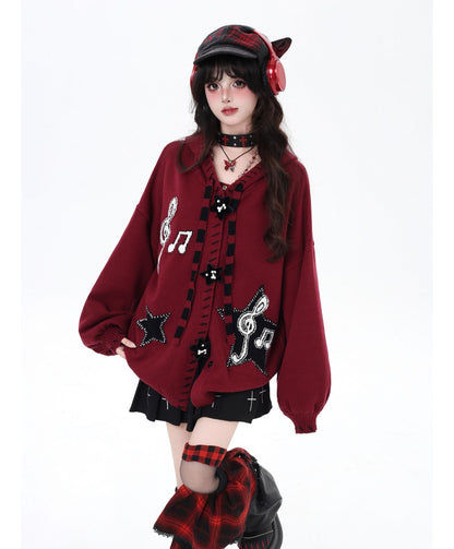 星柄ブラックレッドカーデ