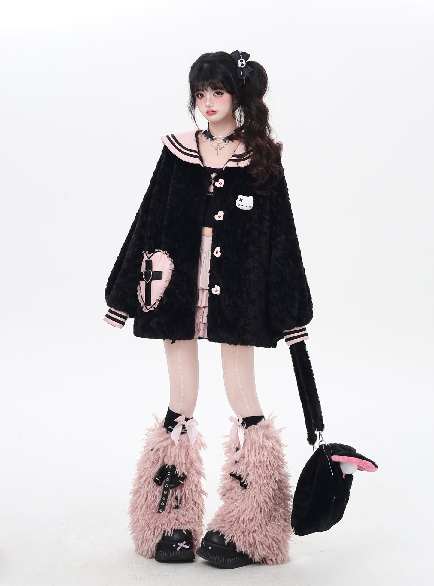 セーラー風襟♡ふんわりランタンスリーブボアジャケット