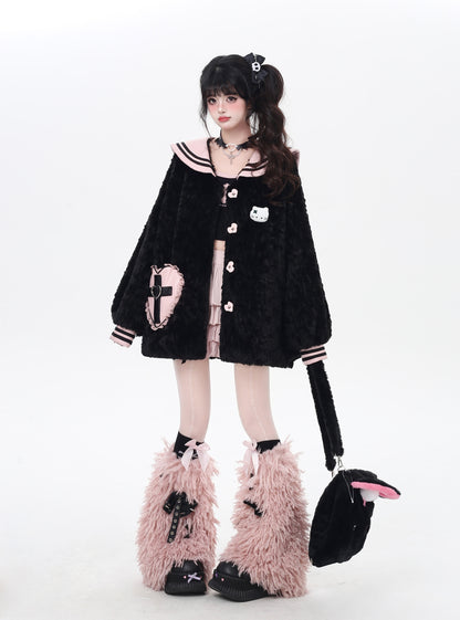 セーラー風襟♡ふんわりランタンスリーブボアジャケット