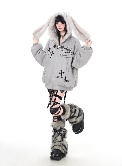 悪魔バニー×ふわもこムートン中綿コート