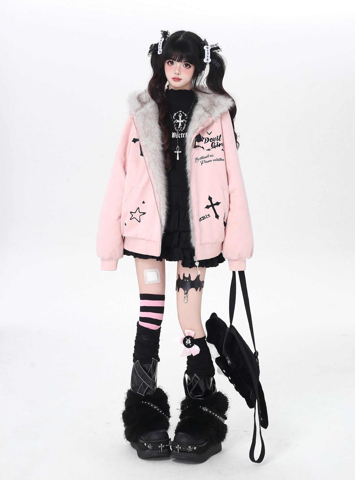 悪魔バニー×ふわもこムートン中綿コート