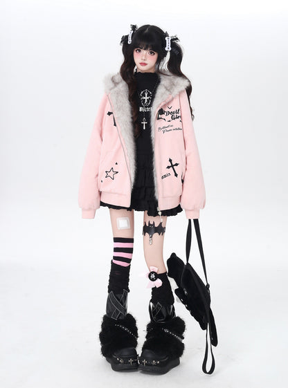 悪魔バニー×ふわもこムートン中綿コート