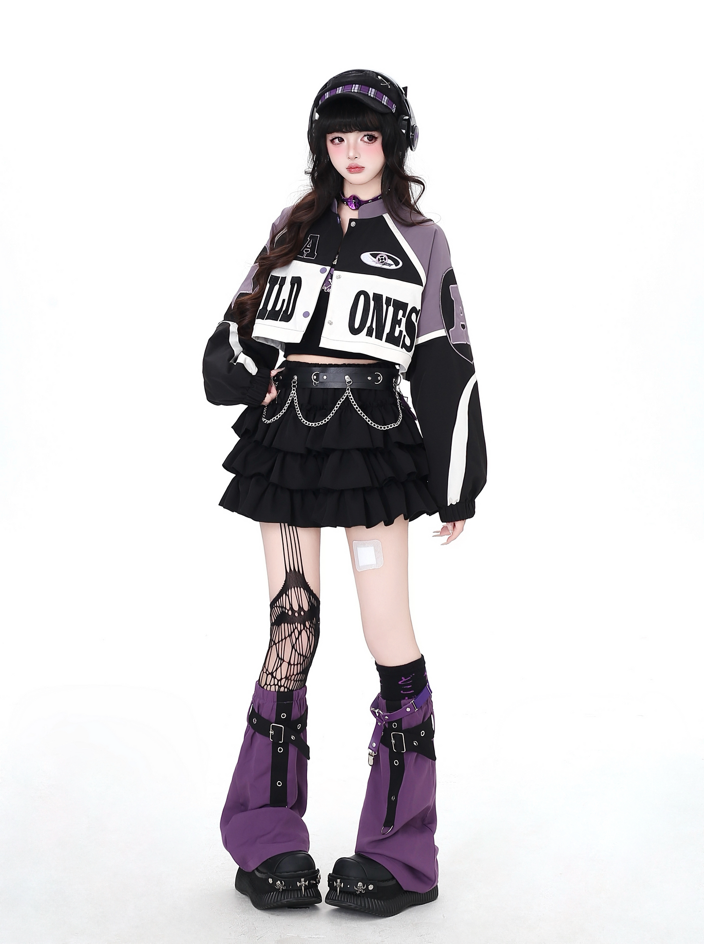 ストリート復古パッチワーク×ライダーズスタジャン（取り外し可能）