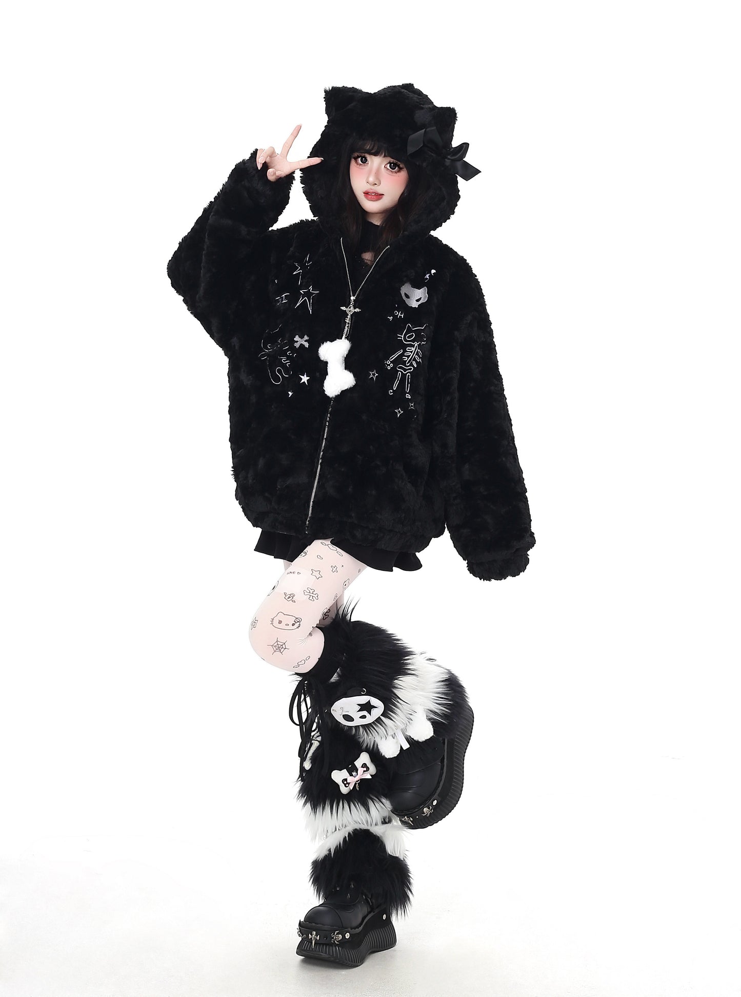 猫耳フード付き ルーズボアブルゾン｜冬のゆる地雷アウター