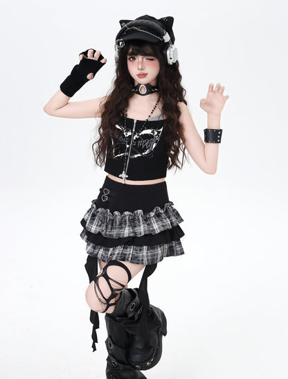 パッチワーク×アシメ裾☆デザイン性抜群ケーキスカート