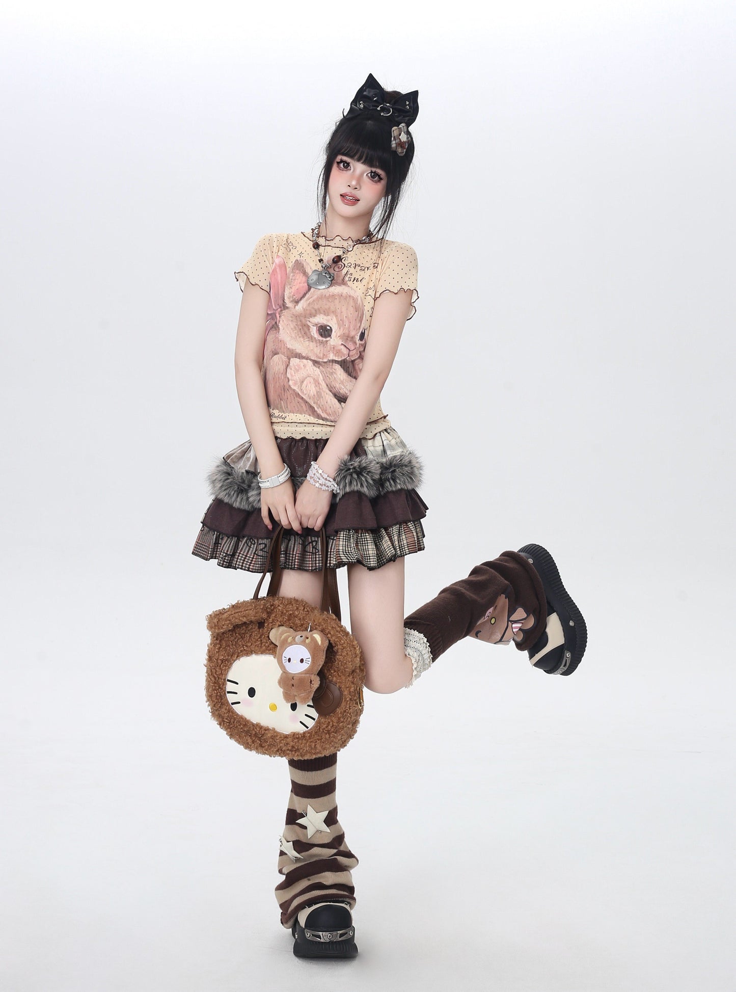 ドットレースうさぎTシャツ