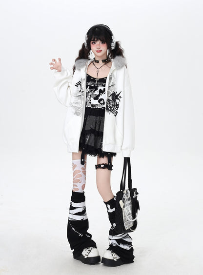 ヴィンテージ風ファー付きフーディ♡ゆるカジュアル