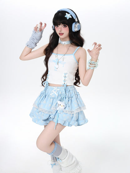 猫モチーフティアードミニスカート