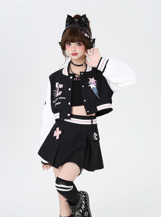 黒白アカデミースタイルショート＆ロング丈スタジャン