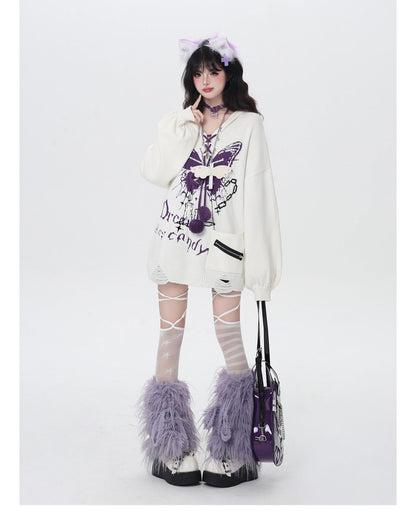 🦋Vネックリボンフーディゆる甘ニットカーデ