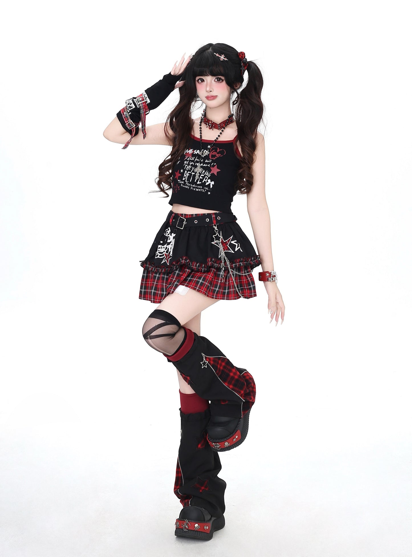 パッチワーク風 ボリュームケーキスカート