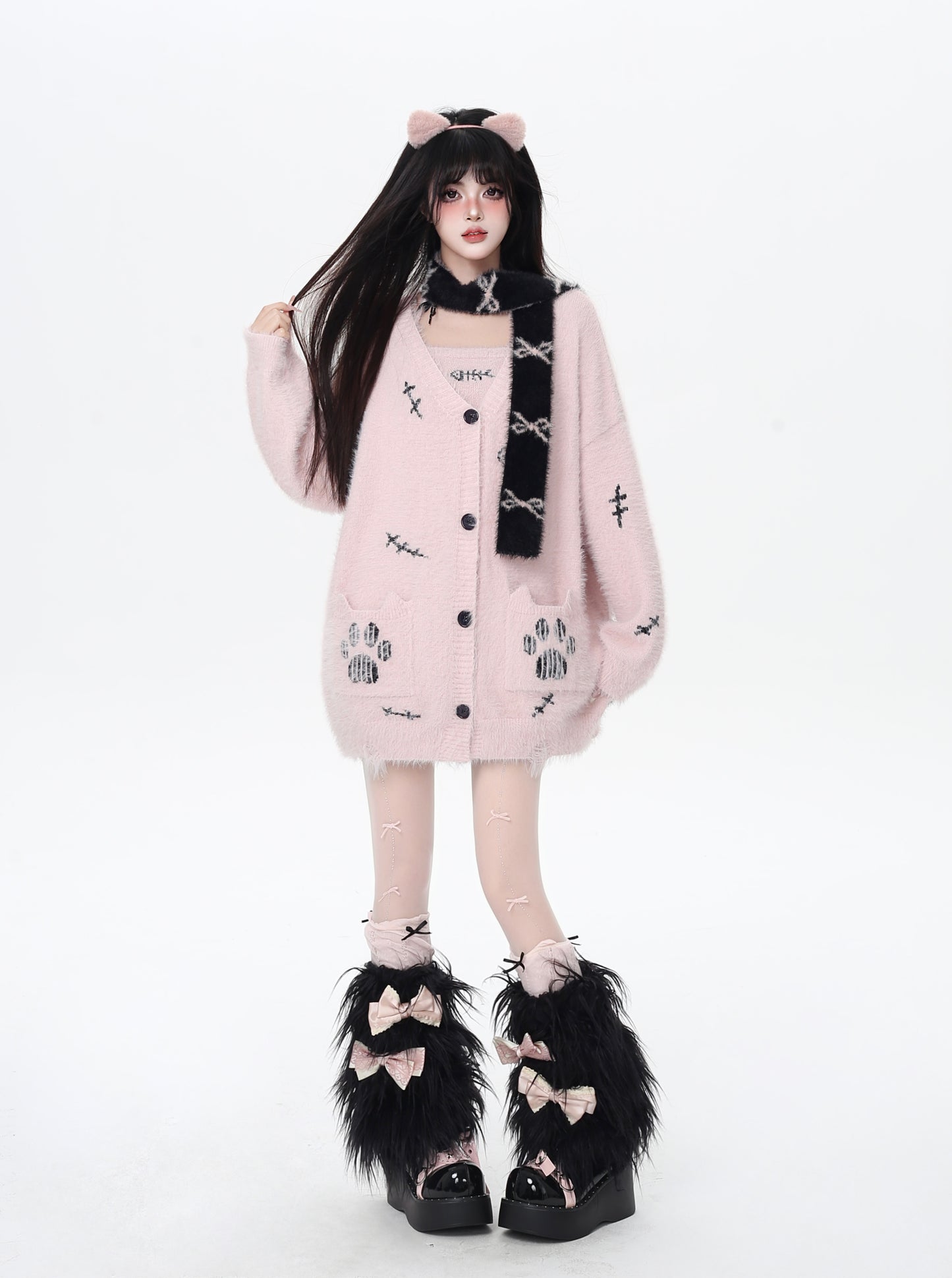 猫の手モチーフ♡ゆる甘ニットカーディガンセット