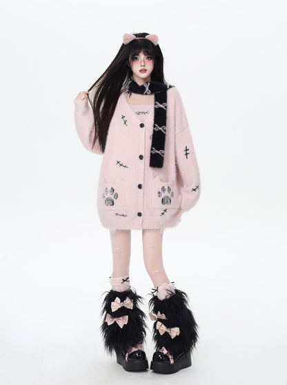 猫の手モチーフ♡ゆる甘ニットカーディガンセット